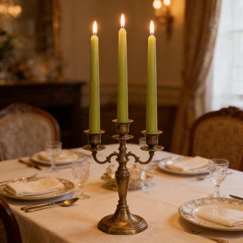 Sihuida 12-Pack Olive Green Taper Candles, 10 Inch Unscented Dripless Candlesticks, Long-Lasting Burn Time of 7-8 Hours, Perfect for Christmas Home Décor Spring and St. Patrick's Day - Image 5